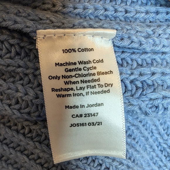 TALBOTS Blue Scoop Crew Neck Patterned Knit 100% Cotton Sweater Womans Medium - Picture 4 of 7